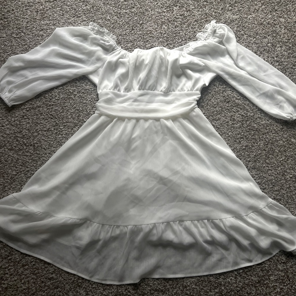 White Flowy Ruffled Dress